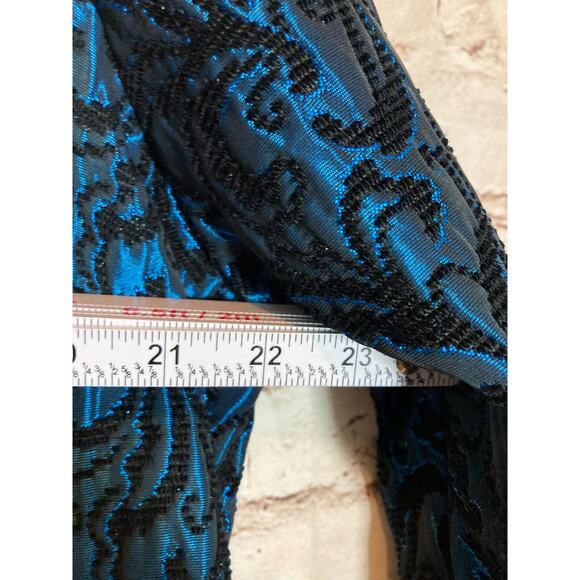 Studio C Jacket Womens 16W Dark Turquoise Jacquard Shiny Tapestry Button Front - Picture 8 of 13